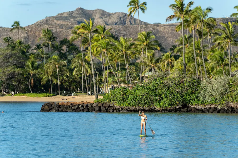 Women Paddleboarding In Hawaii on the Ocean