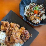 Local Hawaii food. Poke and Chicken