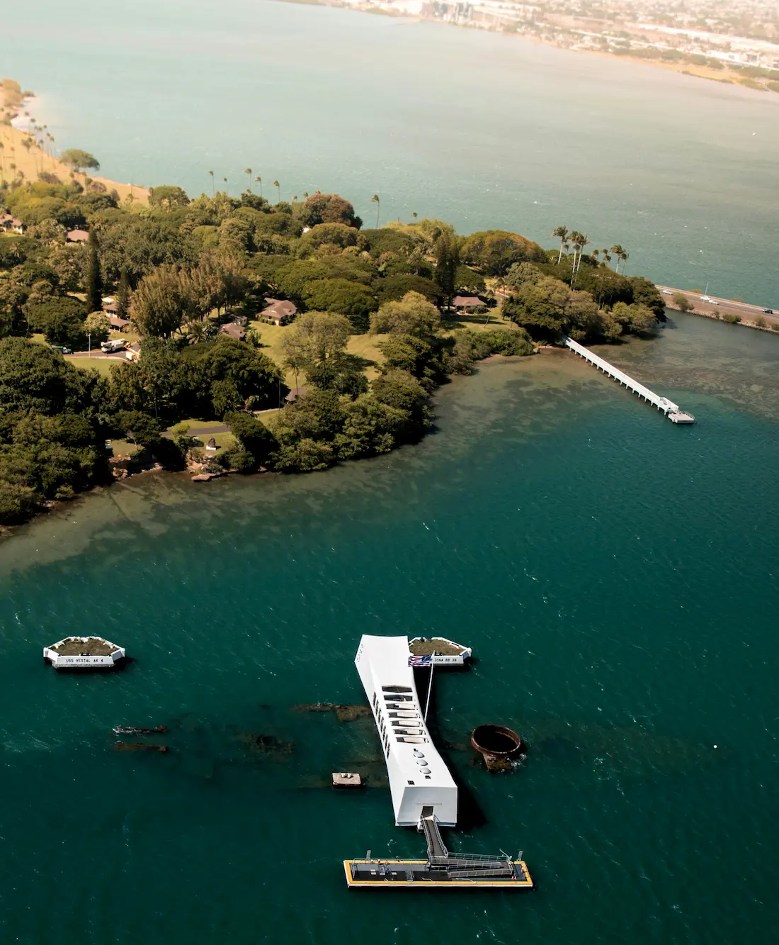 Ariel View of The USS Arizona Memorial.
