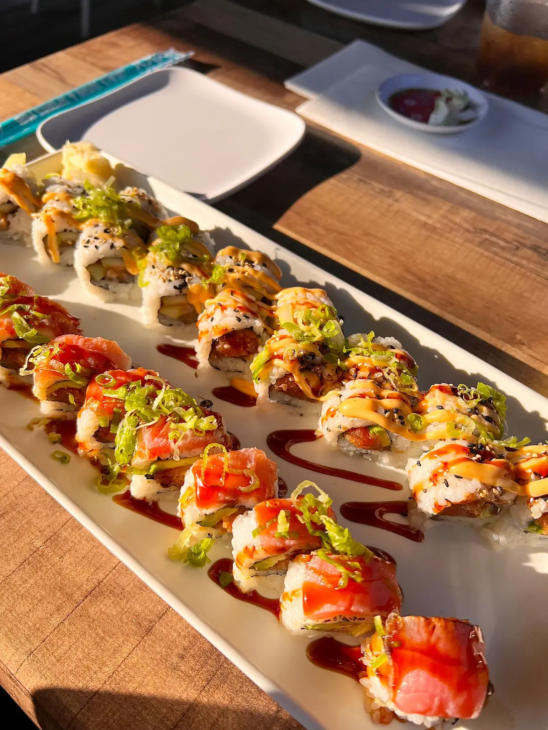 Fresh made Sushi at sunset in Hawaii